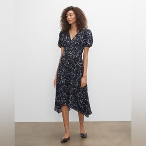 Club Monaco Silk V-Neck Puff Sleeve Dress (Size 8) (Worn once)